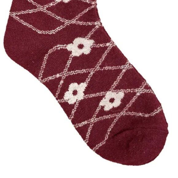 NWT Wanda Red Daisy Flower Wool Crew Socks - Picture 2 of 5